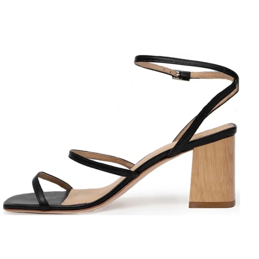 Black Suede Studio Black Leather Strappy Verana Sandals New Size 38 (7.5) - Picture 3 of 10